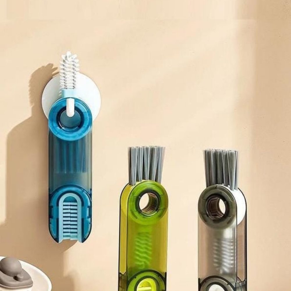 3 in 1 Multifunctional Cup Lid Gap Cleaning Brush Set, Mutipurpose Tiny Silicone